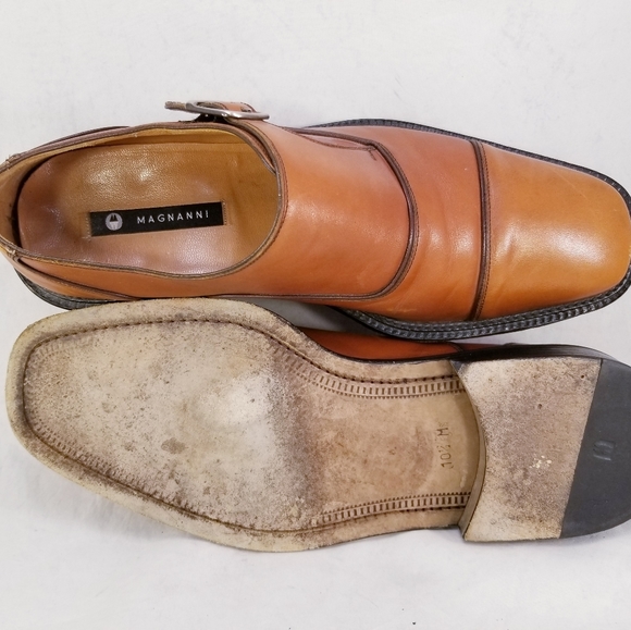 MAGNANNI MEN SHOES LOAFERS MONK BUCKLE STRAP WHISKEY COLOR SIZE 10.5 M - Picture 5 of 10